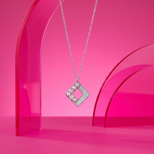 Geometric Square Cubic  Zirconia Pendant Necklace for Women - Flâneur Global® | FG | 925 Fine Silver Jewelry & Accessories