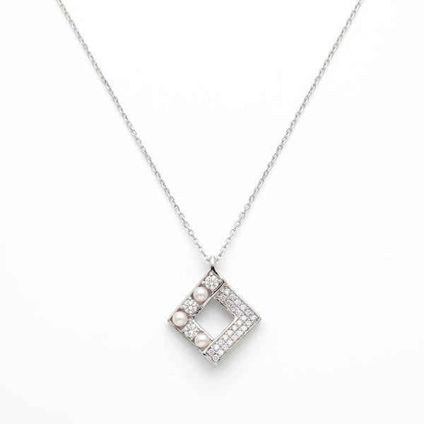 Geometric Square Cubic  Zirconia Pendant Necklace for Women - Flâneur Global® | FG | 925 Fine Silver Jewelry & Accessories