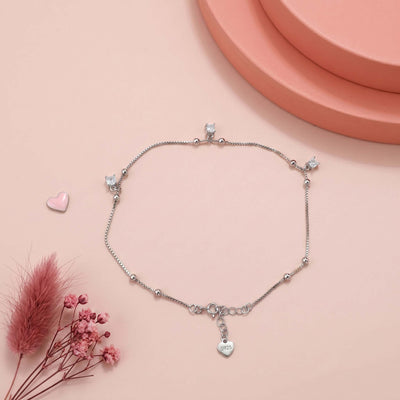 Delicate Crystal Butterfly Charm Anklet