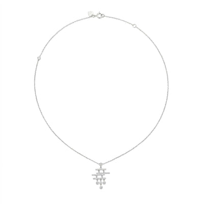Fine Silver Geometric Art Deco Pendant Necklace for Women