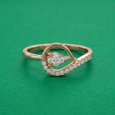 Natural Diamond Rose Gold Teardrop Ring