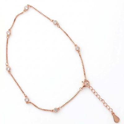 Rosé Crystal Station Chain Anklet
