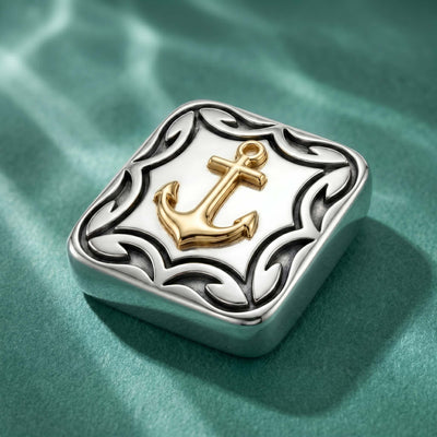 Admiralty Anchor Dual-Tone Sterling Silver Men's Kurta Button Set