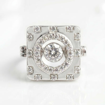 Royal Solitaire Halo Square Sterling Silver Men's Kurta Button Set