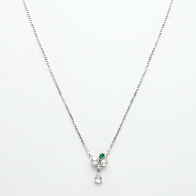 Sterling Silver Pearl Floral Pendant Necklace for Women
