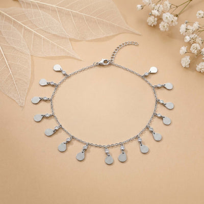 Silver Raindrop Charm Dangle Anklet
