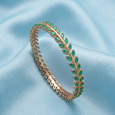 Flâneur Green Stone Silver Bangles | 92.5 Sterling Set