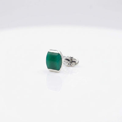Emerald Green Cushion Cabochon Sterling Silver Cufflinks