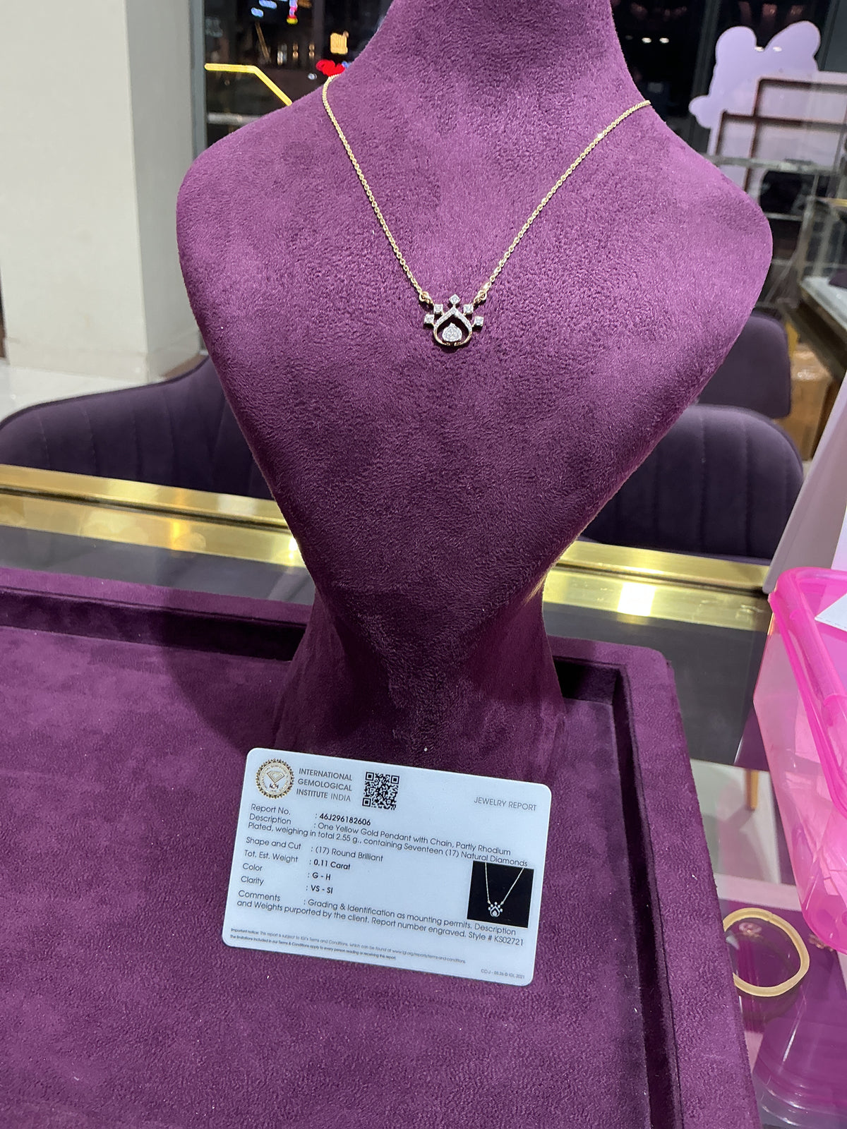 Gold Diamond Halo Pendant Necklace