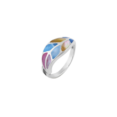 Mosaic Petal Silver Ring Nav