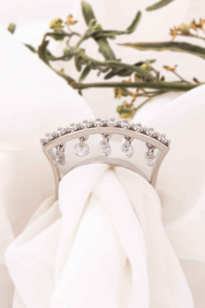 White Gold Curved Diamond Ring