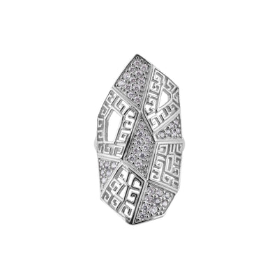 Geometric Pave Statement Silver Ring for her