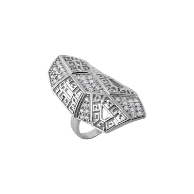 Geometric Pave Statement Silver Ring for her