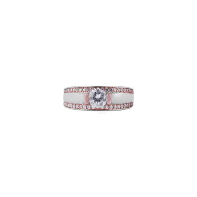 Solitaire CZ with Pink Pave Accents Silver Ring for her