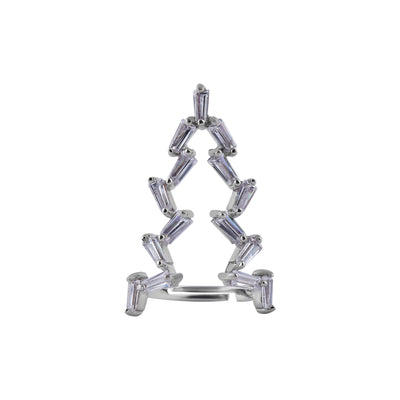 Asymmetrical Baguette CZ Silver Open Ring for her