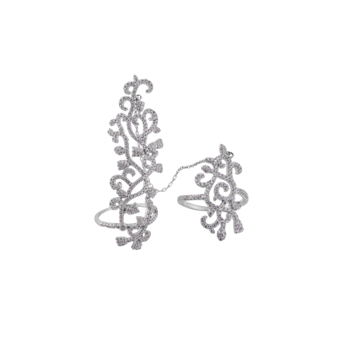 Vine Whispers Linked Dual Ring Nav - Flâneur Global® | FG | 925 Fine Silver Jewelry & Accessories