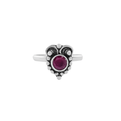 Oxidized Silver Toe Ring with Maroon Stone – Ethnic Elegance