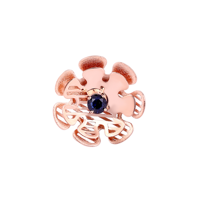 Rose Gold Flower Sapphire Ring