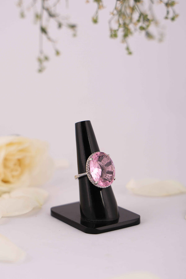 Oval Pink Gemstone Halo Ring - Flâneur Global® | FG | 925 Fine Silver Jewelry & Accessories