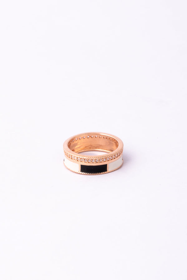 Gold Enamel Diamond Ring - Flâneur Global® | FG | 925 Fine Silver Jewelry & Accessories