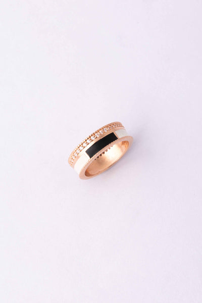 Gold Enamel Diamond Ring