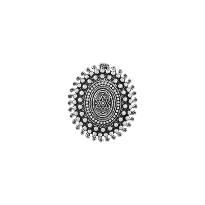 Oxidized Silver Oval Mandala Ring for her