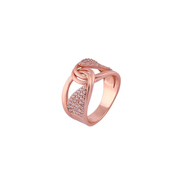Intertwined Pave Detail Rose Gold Ring for her - Flâneur Global® | FG | 925 Fine Silver Jewelry & Accessories