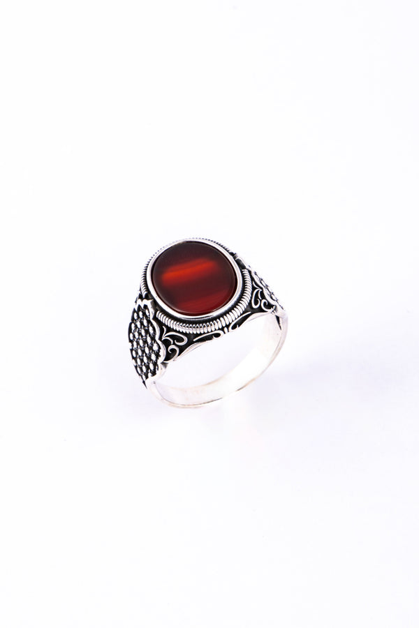Red Cabochon Silver Ring - Flâneur Global® | FG | 925 Fine Silver Jewelry & Accessories