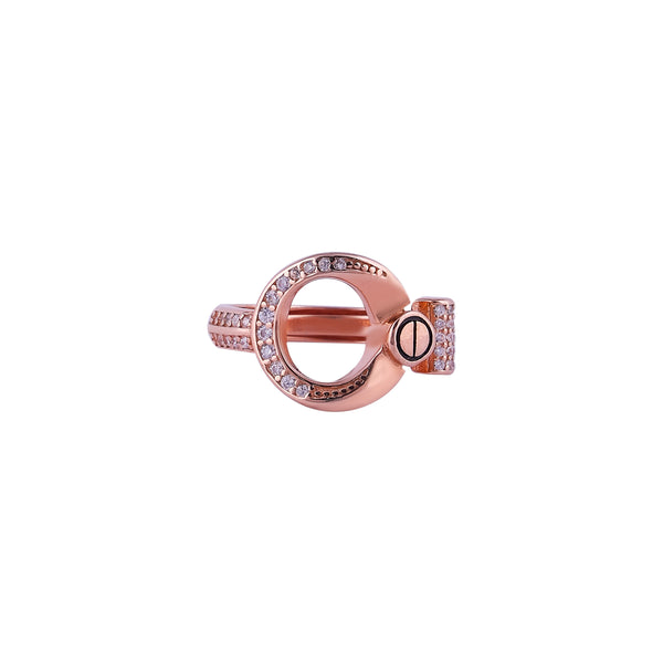 Modern Pave and Screw Detail Rose Gold Ring for her - Flâneur Global® | FG | 925 Fine Silver Jewelry & Accessories