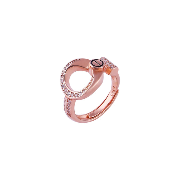 Modern Pave and Screw Detail Rose Gold Ring for her - Flâneur Global® | FG | 925 Fine Silver Jewelry & Accessories