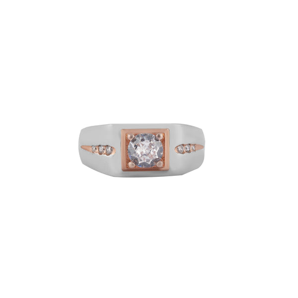 Two-Tone Square Set CZ Silver Ring for her - Flâneur Global® | FG | 925 Fine Silver Jewelry & Accessories
