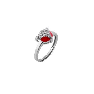 Fox Head Pave Silver Ring for her