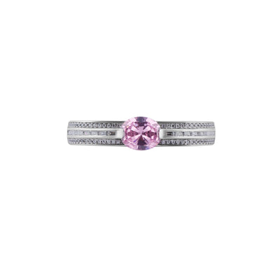 Oval Pink Gemstone Double Finger Silver Ring for her