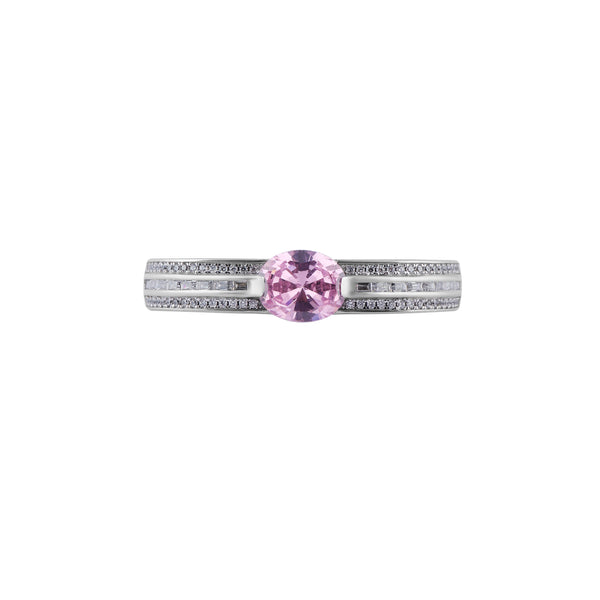 Oval Pink Gemstone Double Finger Silver Ring for her - Flâneur Global® | FG | 925 Fine Silver Jewelry & Accessories