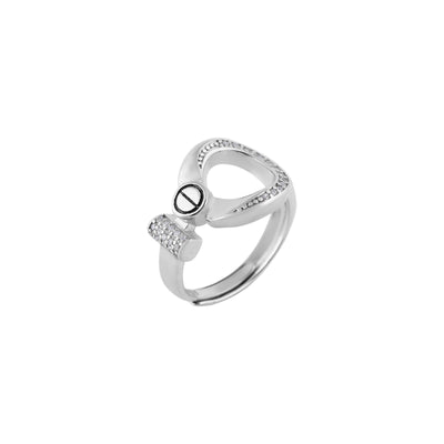 Abstract Pave Detail Silver Ring for her