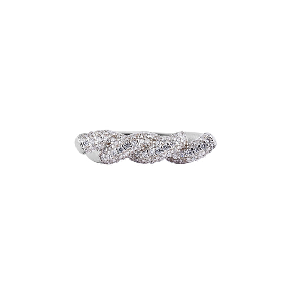 Braided Pave Silver Ring for her - Flâneur Global® | FG | 925 Fine Silver Jewelry & Accessories