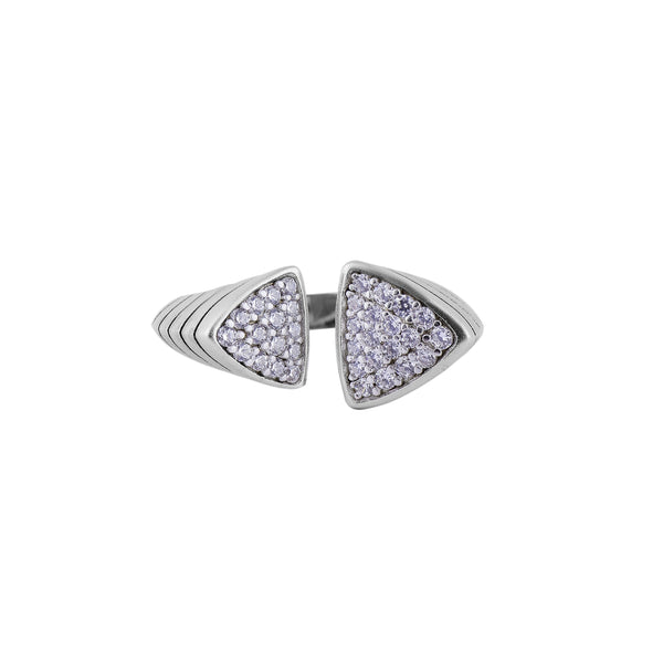Open Triangle Pave Silver Ring for her - Flâneur Global® | FG | 925 Fine Silver Jewelry & Accessories
