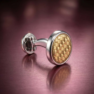 Textured Basketweave Dual Tone Sterling Silver Cufflinks
