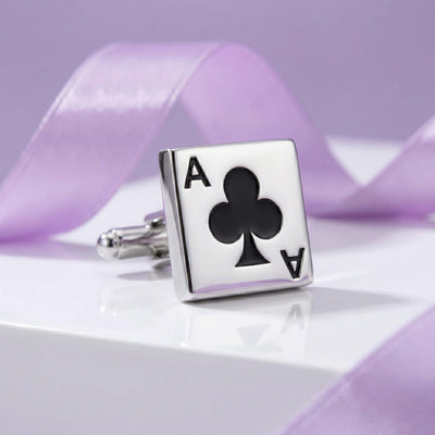 Ace of Clubs Antique Finish Sterling Silver Cufflinks