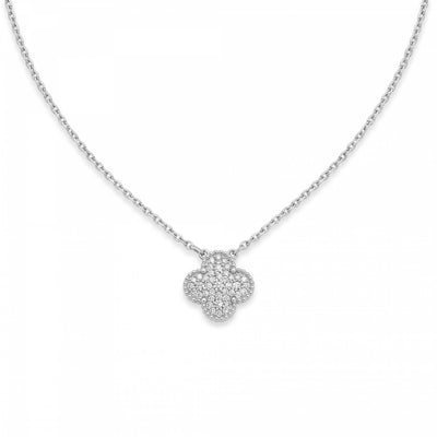 925 Fine Silver Pavé Heart Pendant Necklace for Women