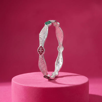 Silver Colorful Enamel Bangle for Women