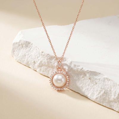 Elegant Faux Pearl & CZ Sterling Silver Pendant