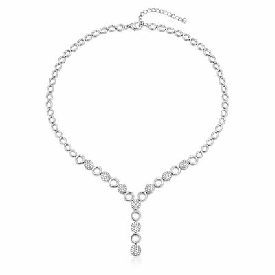 Sterling Silver Circle Drop Statement Necklace – Cubic Zirconia Y Pendant Necklace