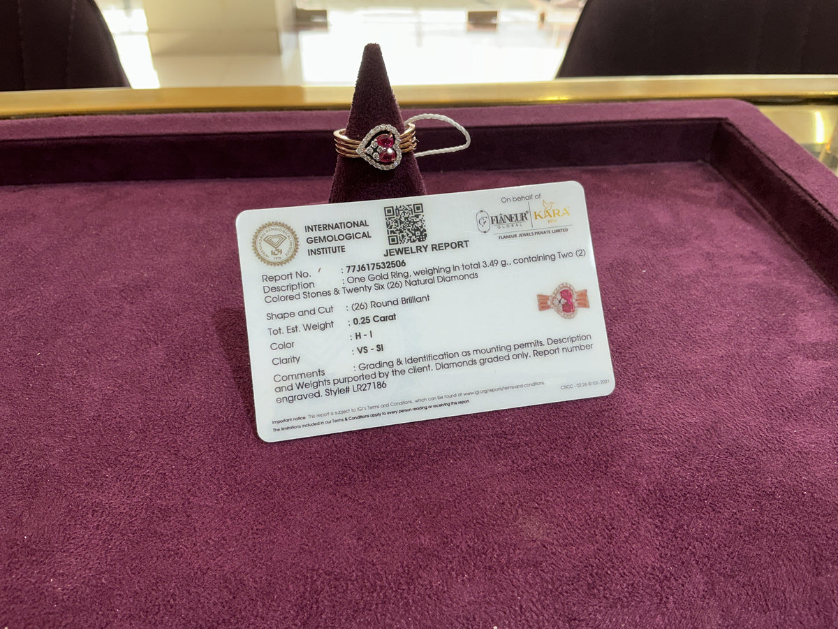 Rose Gold Heart Ruby and Diamond Multi-Band Ring