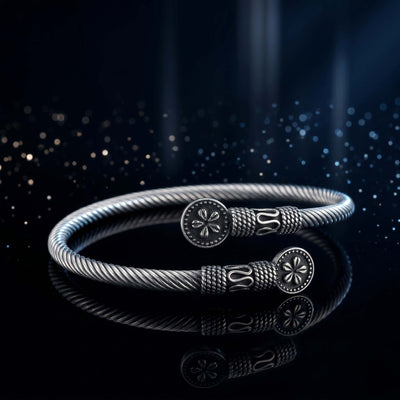 Oxidized Tribal Floral Rope Cuff