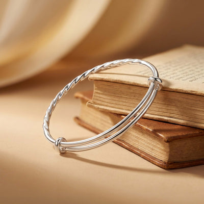 Twisted Rope Sterling Silver Adjustable Kada