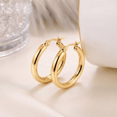 Classic Polished Silver Hoop Earrings in Flaneur 925 Silver