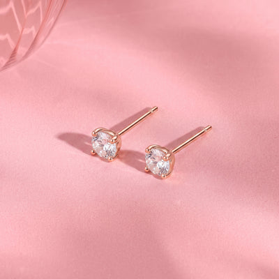 Classic Round Stud Earrings in Rose Gold