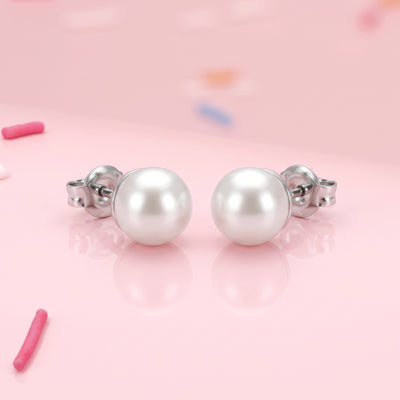 Classic White Freshwater Pearl Stud Earrings