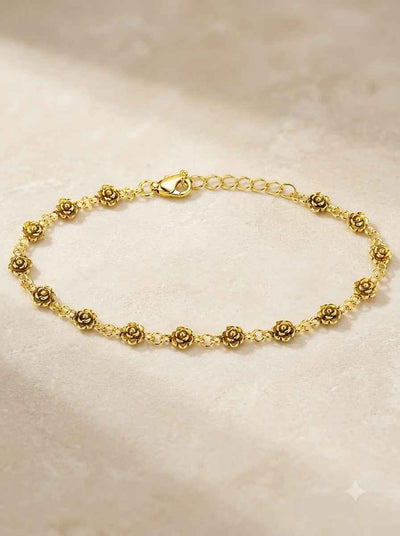 Golden Rosette Single Anklet